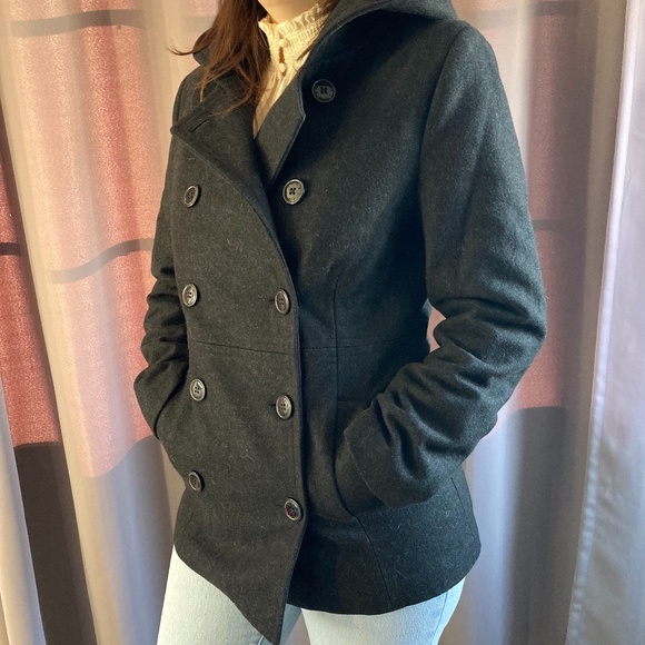 Wool Blend Hooded Pea Coat - Picture 1 of 7